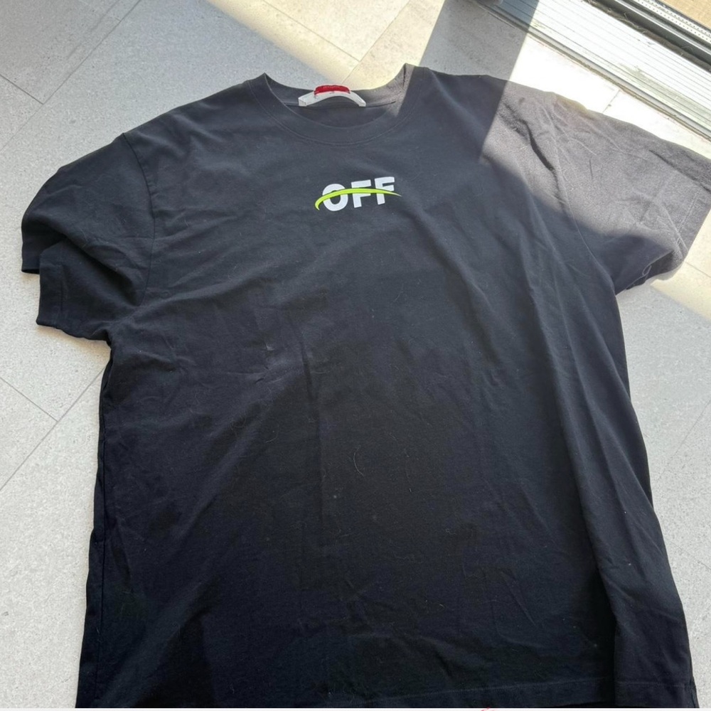 Off-White Black Tee with Neon Accents